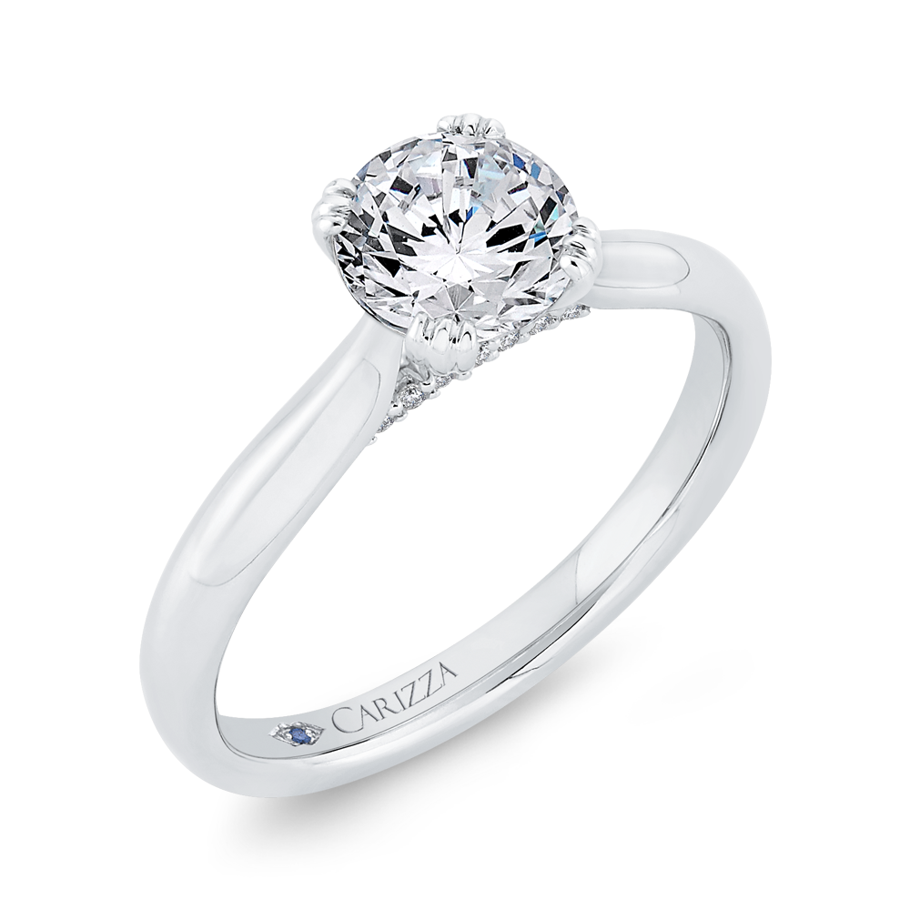 14K White Gold Diamond Engagement Ring (Semi-Mount)