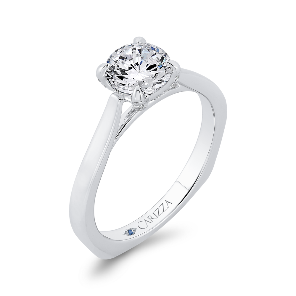 14K White Gold Diamond Engagement Ring with Euro Shank (Semi-Mount)