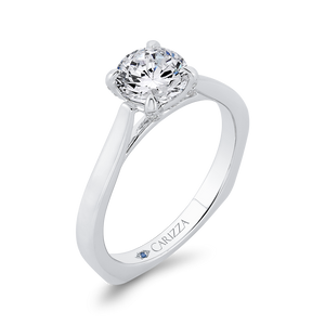 14K White Gold Diamond Engagement Ring with Euro Shank (Semi-Mount)