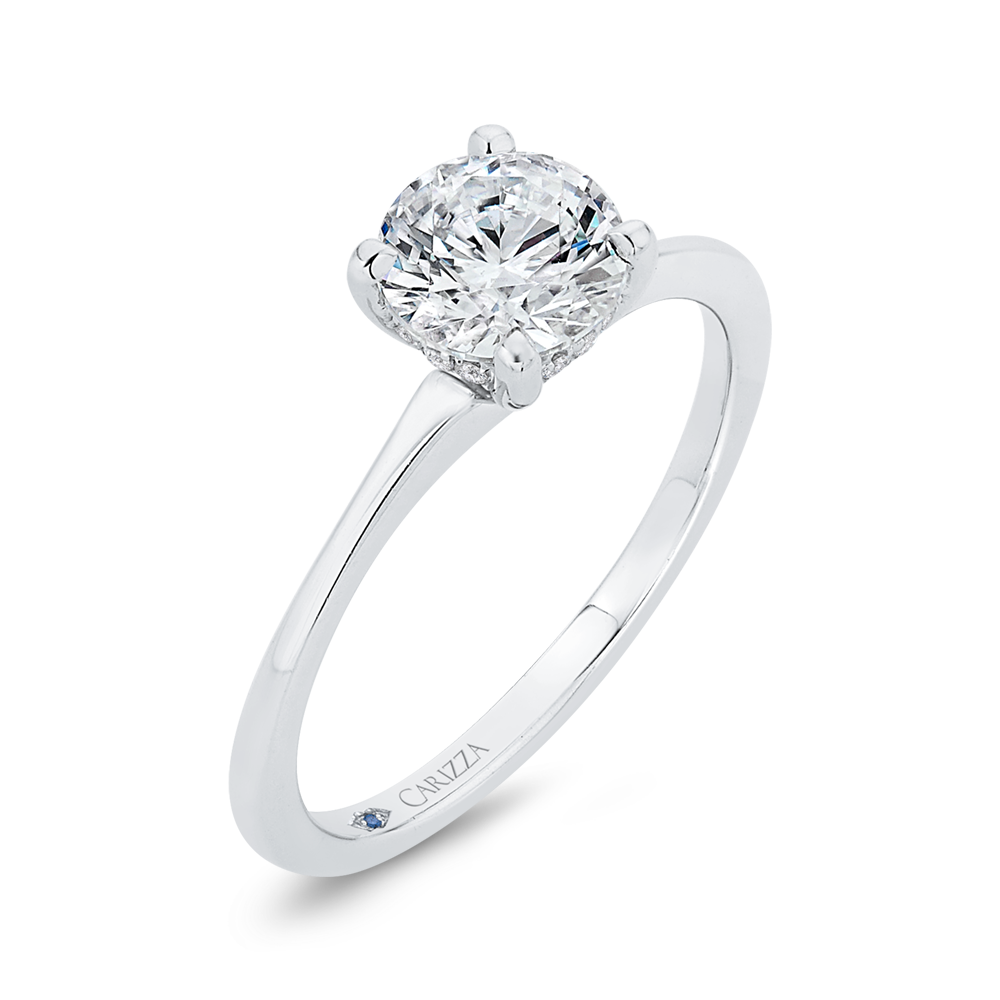 14K White Gold Diamond Engagement Ring with Plain Shank (Semi-Mount)