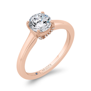 14K Rose Gold Diamond Engagement Ring (Semi-Mount)