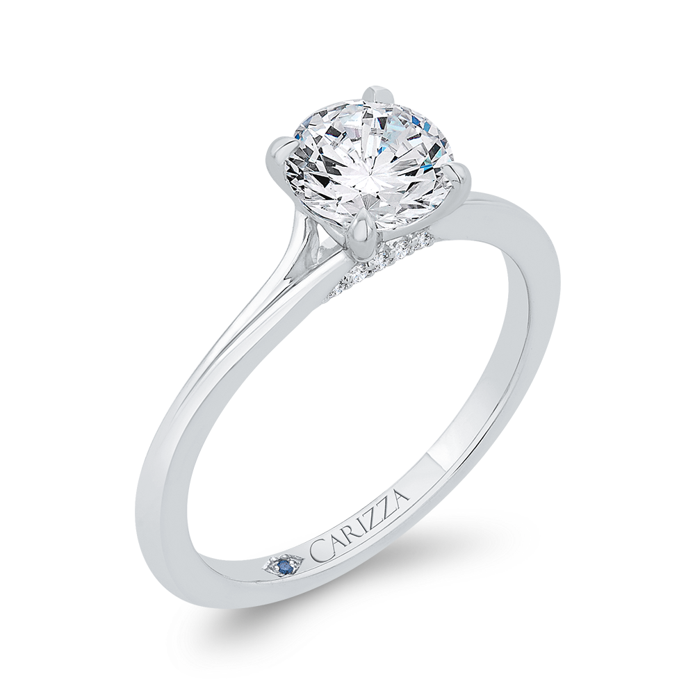 14K White Gold Diamond Engagement Ring (Semi-Mount)