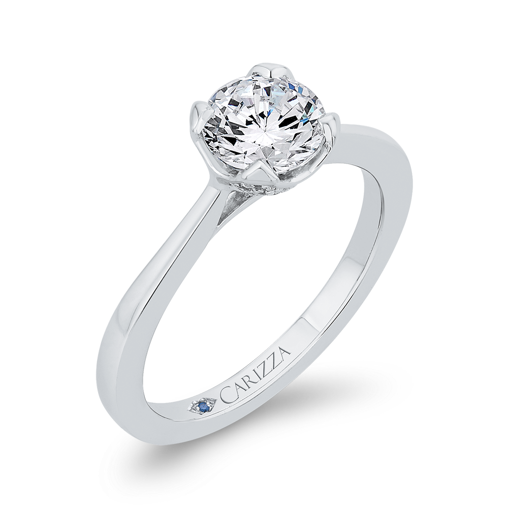 14K White Gold Diamond Engagement Ring (Semi-Mount)