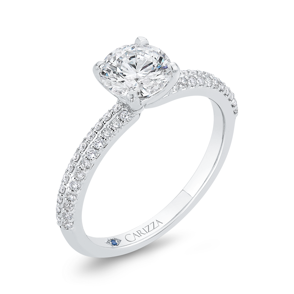 14K White Gold Diamond Engagement Ring (Semi-Mount)