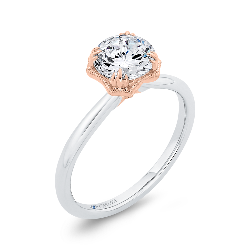 14K Two-Tone Gold Diamond Engagement Ring (Semi-Mount)