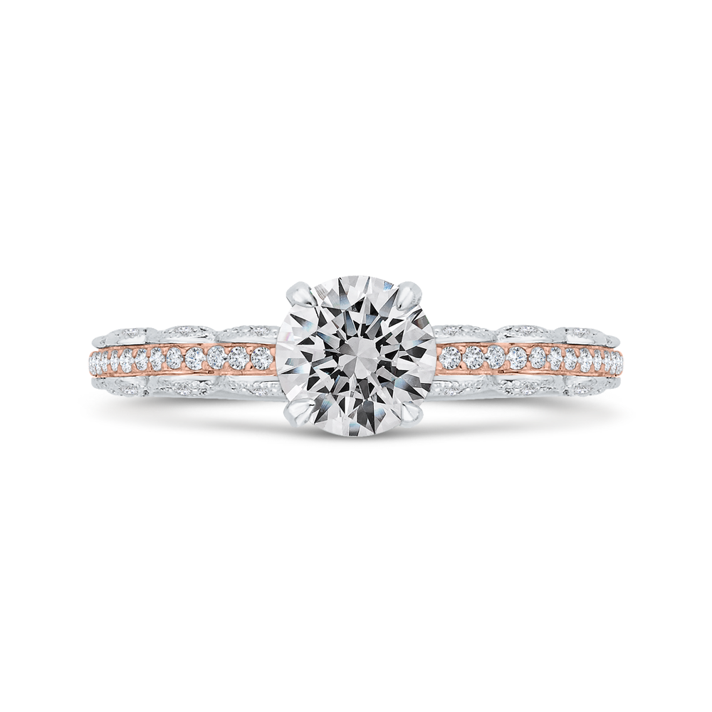 CA0527EH-37WP-1.00 Bridal Jewelry Carizza White Gold,Rose Gold Round Diamond Engagement Rings