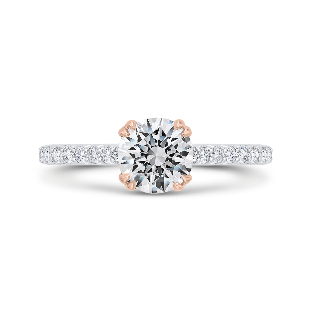 CA0528EH-37WP-1.00 Bridal Jewelry Carizza White Gold,Rose Gold Round Diamond Engagement Rings