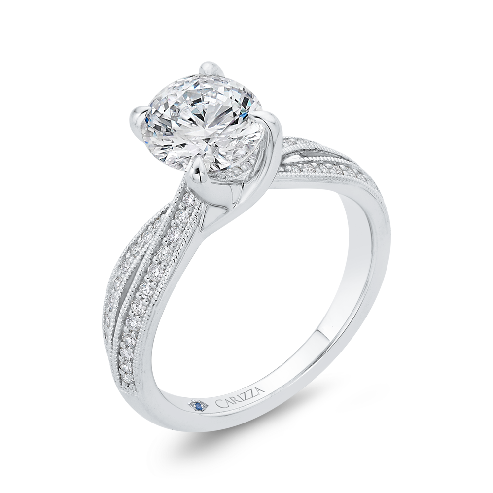 14K White Gold Diamond Engagement Ring (Semi-Mount)