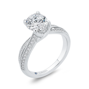 14K White Gold Diamond Engagement Ring (Semi-Mount)