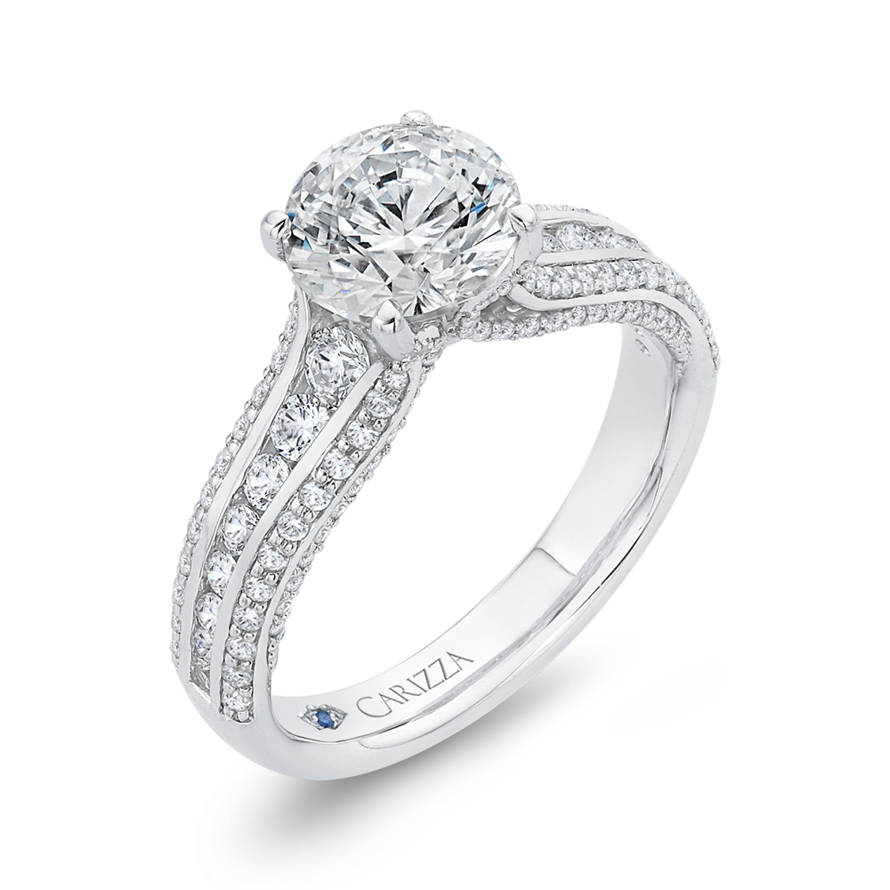 14K White Gold Diamond Engagement Ring (Semi-Mount)