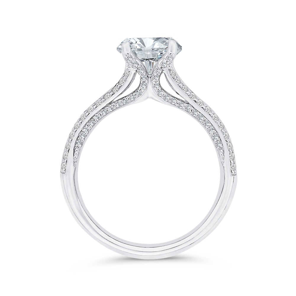 14K White Gold Diamond Engagement Ring (Semi-Mount)