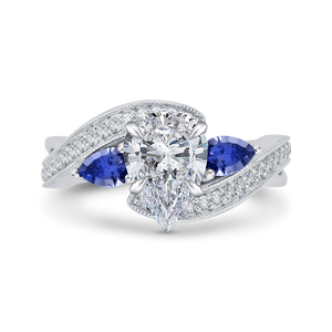 CAA0065E-S37W Bridal Jewelry Carizza White Gold Pear Diamond Engagement Rings