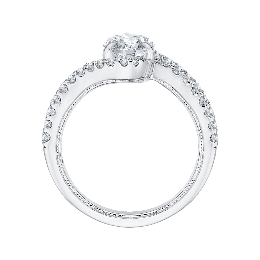 14K White Gold Pear Diamond Promise Engagement Ring (Semi Mount)