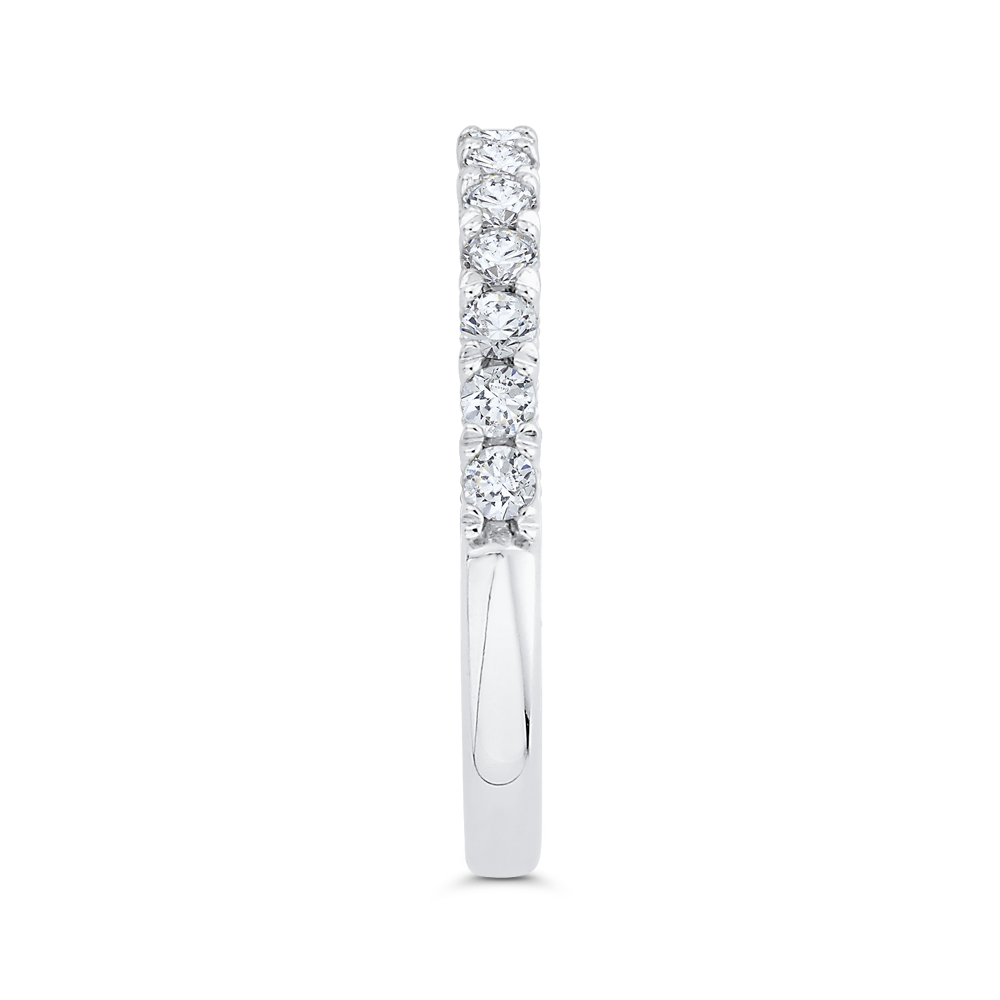 Round Cut Diamond Half Eternity Wedding Band In 14K White Gold