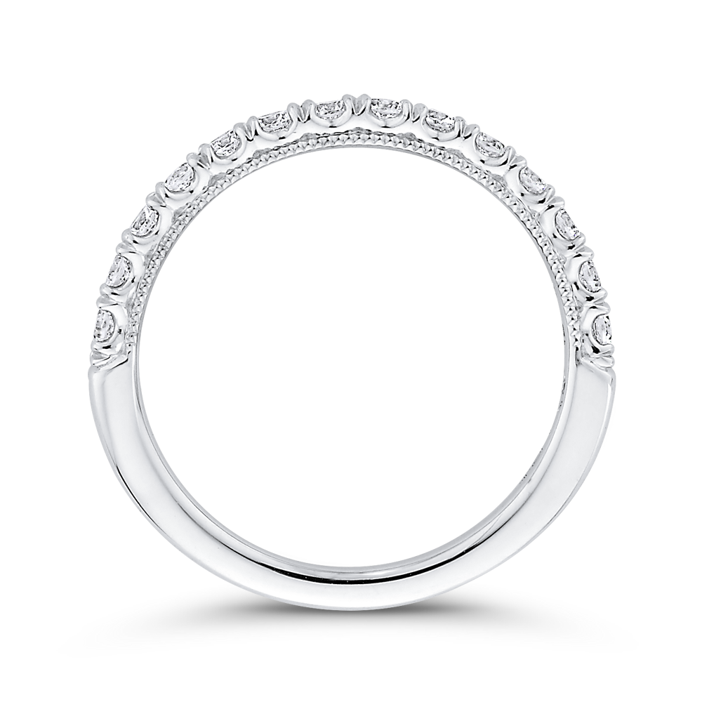 Round Cut Diamond Half Eternity Wedding Band In 14K White Gold
