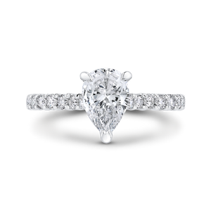 CAA0427EH-37W-1.45 Bridal Jewelry Carizza White Gold Pear Diamond Engagement Rings