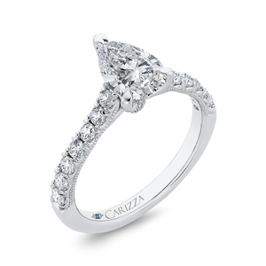 14K White Gold Pear Diamond Engagement Ring (Semi Mount)