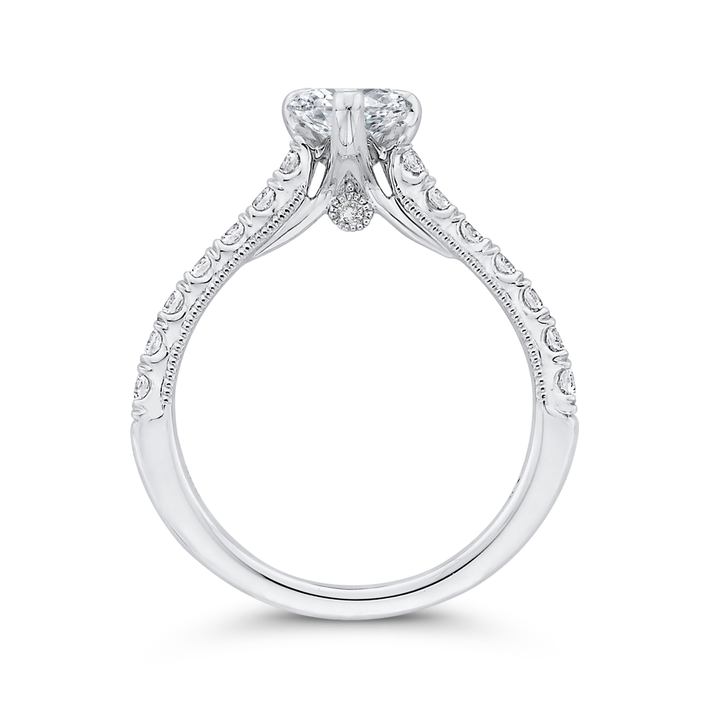 14K White Gold Pear Diamond Engagement Ring (Semi Mount)