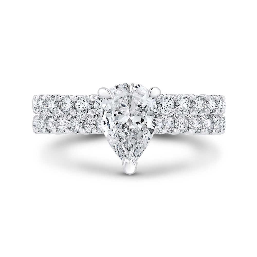 14K White Gold Pear Diamond Engagement Ring (Semi Mount)