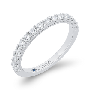 Round Cut Diamond Half Eternity Wedding Band In 14K White Gold
