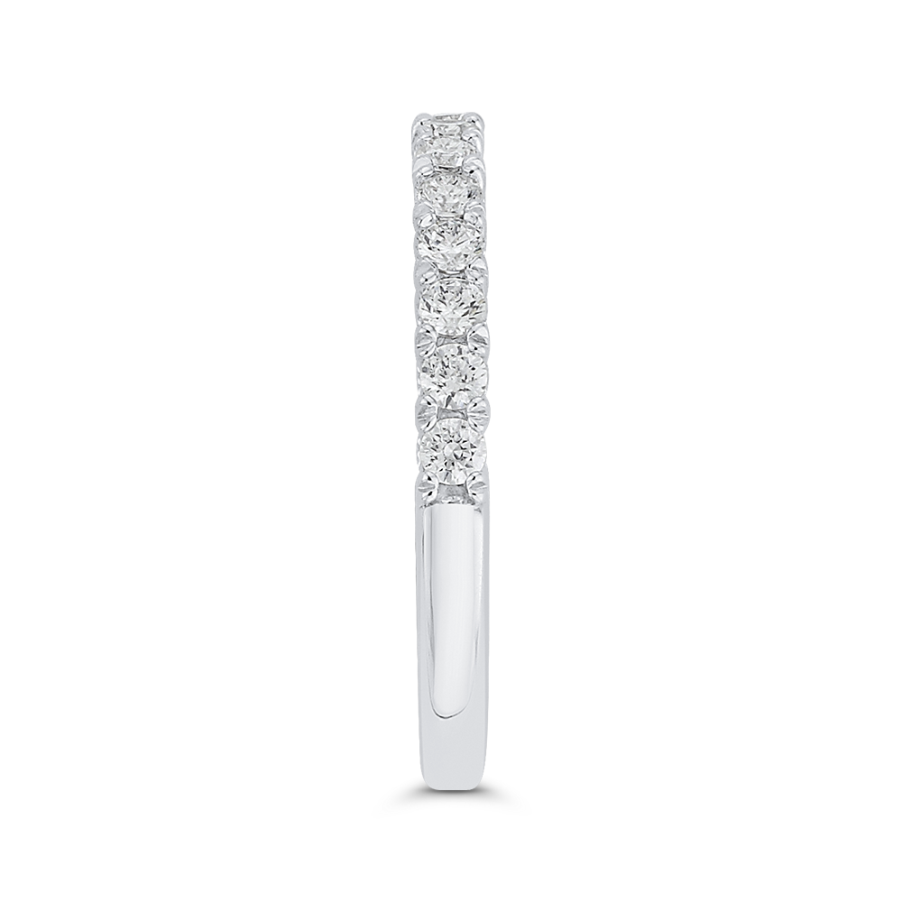 Round Cut Diamond Half Eternity Wedding Band In 14K White Gold
