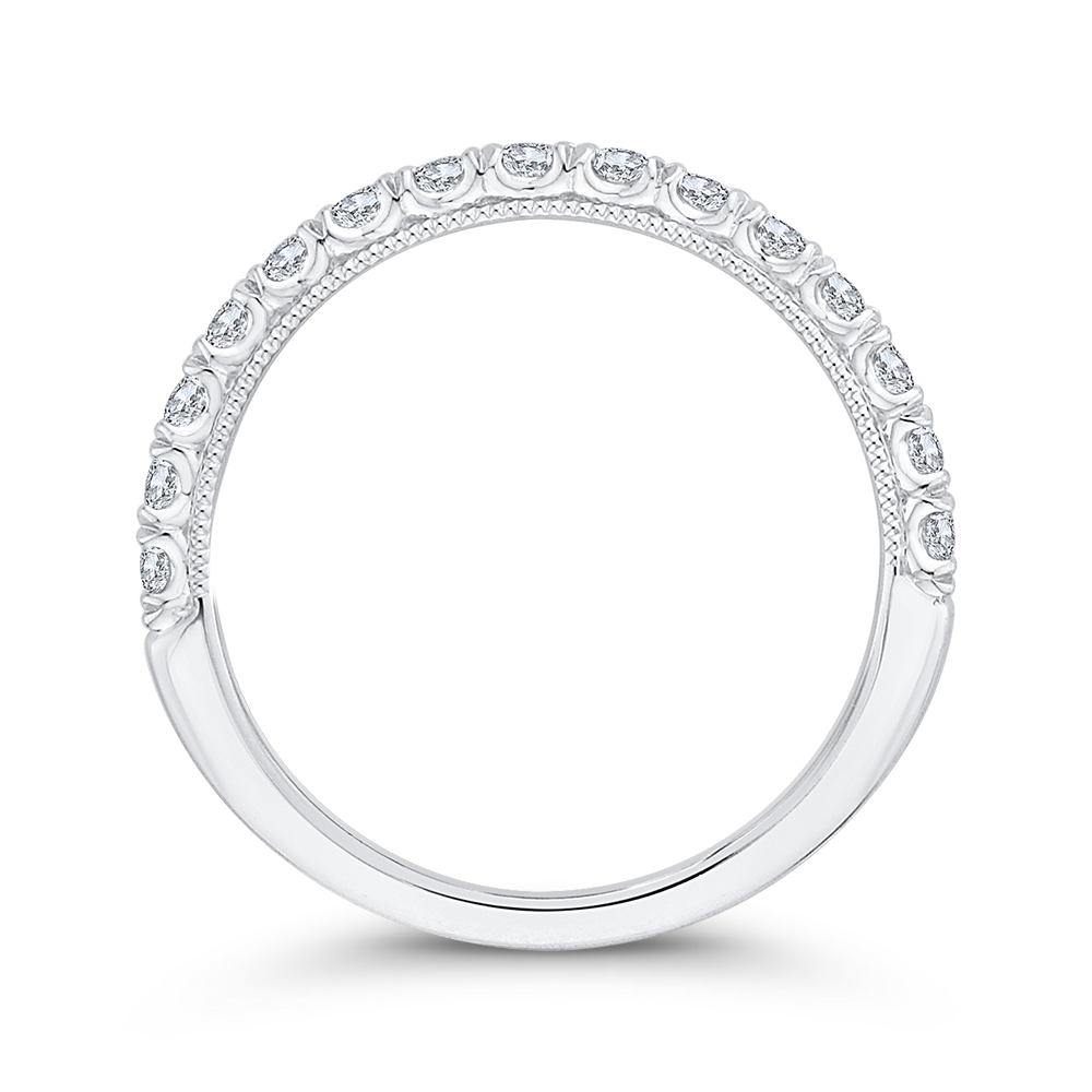 Round Cut Diamond Half Eternity Wedding Band In 14K White Gold