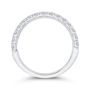 Round Cut Diamond Half Eternity Wedding Band In 14K White Gold