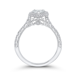 14K White Gold Pear Diamond Halo Engagement Ring (Semi Mount)