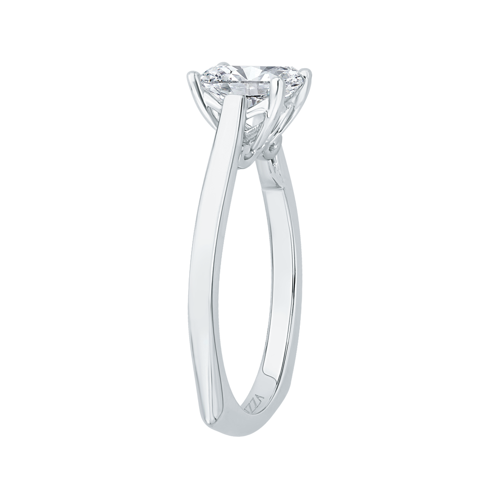 14K White Gold Emerald Cut Diamond Solitaire Engagement Ring (Semi Mount)