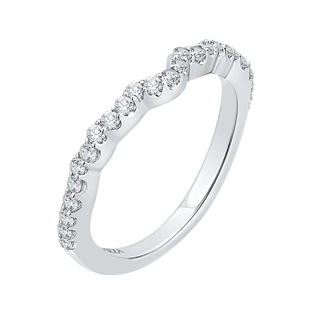 14K White Gold Round Diamond Half Eternity Wedding Band