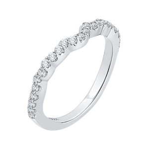 14K White Gold Round Diamond Half Eternity Wedding Band