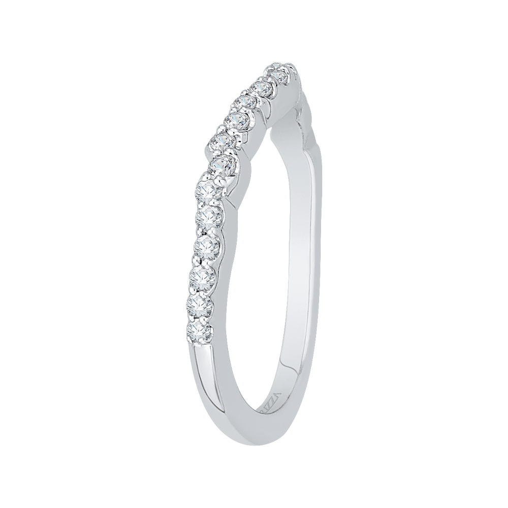 14K White Gold Round Diamond Half Eternity Wedding Band