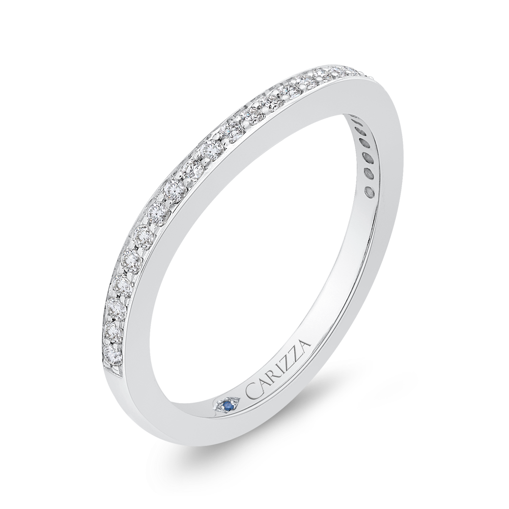 14K White Gold Round Diamond Half Eternity Wedding Band