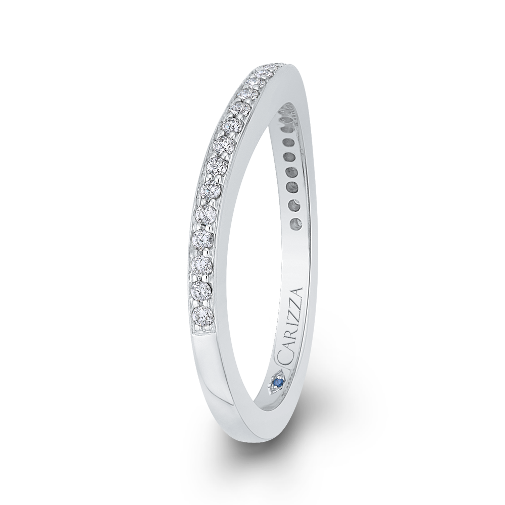 14K White Gold Round Diamond Half Eternity Wedding Band