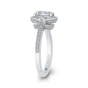 14K White Gold Emerald Cut Diamond Engagement Ring (Semi Mount)