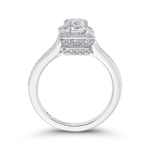 14K White Gold Emerald Cut Diamond Engagement Ring (Semi Mount)