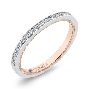 14K Two Tone Gold Round Diamond Half Eternity Wedding Band