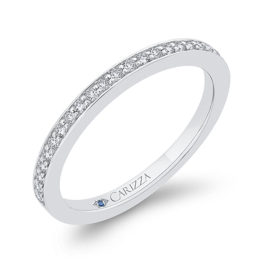 14K White Gold Round Cut Diamond Half Eternity Wedding Band