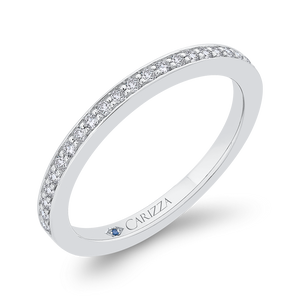 14K White Gold Round Cut Diamond Half Eternity Wedding Band