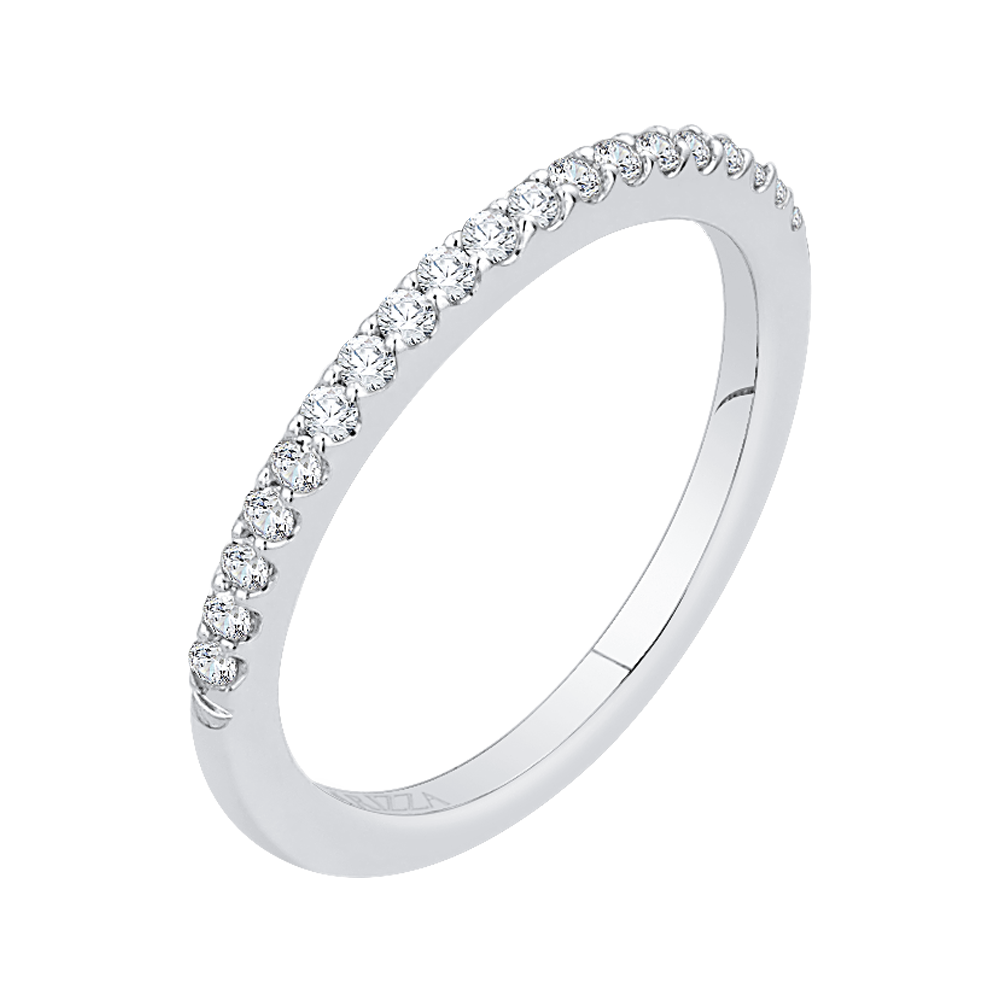 Round Diamond Wedding Band In 14K White Gold