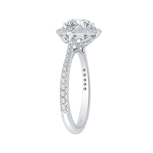 Oval Diamond Halo Engagement Ring In 14K White Gold (Semi Mount)