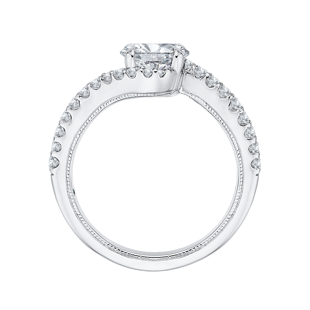 14K White Gold Oval Cut Diamond Promise Engagement Ring (Semi Mount)