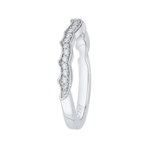 14K White Gold Round Diamond Half Eternity Wedding Band