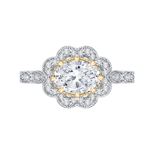 CAO0165EH-37WY-1.50 Bridal Jewelry Carizza White Gold Rose Gold Yellow Gold Oval Diamond Halo Engagement Rings