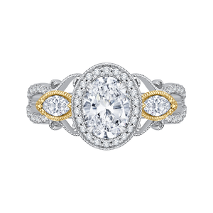 CAO0175EH-37WY Bridal Jewelry Carizza White Gold Rose Gold Yellow Gold Oval Diamond Halo Engagement Rings