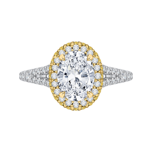 CAO0179EH-37WY-1.50 Bridal Jewelry Carizza White Gold Rose Gold Yellow Gold Oval Diamond Halo Engagement Rings