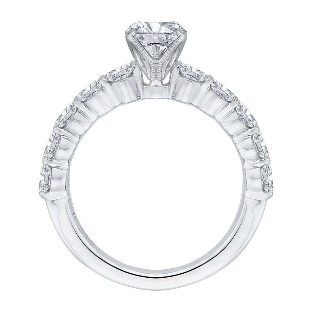 14K White Gold Oval Diamond Engagement Ring (Semi Mount)