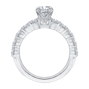 14K White Gold Oval Diamond Engagement Ring (Semi Mount)