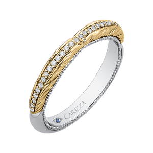 Round Diamond Half Eternity Wedding Band In 14K Two Tone Gold