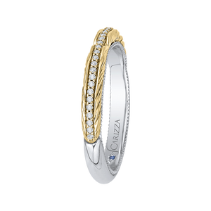 Round Diamond Half Eternity Wedding Band In 14K Two Tone Gold